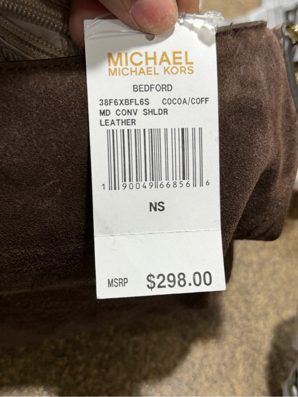 Michael Kors Brown Suede Crossbody with Snake-Print Flap - Picture 10 of 12